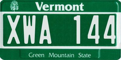 VT license plate XWA144