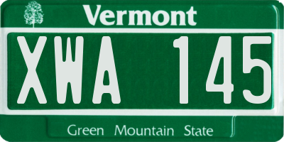 VT license plate XWA145