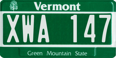 VT license plate XWA147