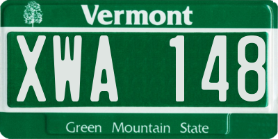VT license plate XWA148