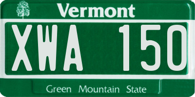 VT license plate XWA150