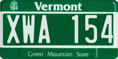 VT license plate XWA154