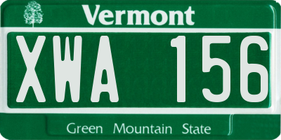 VT license plate XWA156