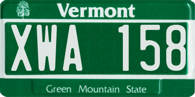 VT license plate XWA158