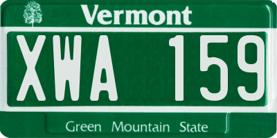 VT license plate XWA159