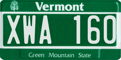 VT license plate XWA160