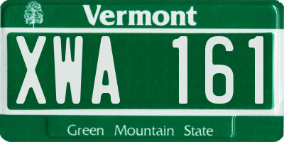 VT license plate XWA161