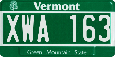 VT license plate XWA163
