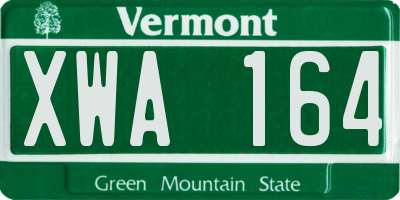 VT license plate XWA164