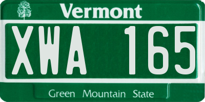VT license plate XWA165