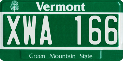 VT license plate XWA166