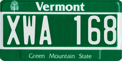 VT license plate XWA168