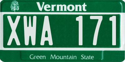 VT license plate XWA171