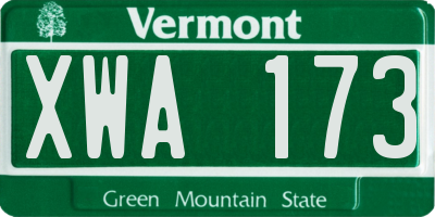 VT license plate XWA173