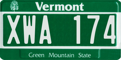 VT license plate XWA174