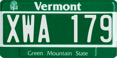 VT license plate XWA179
