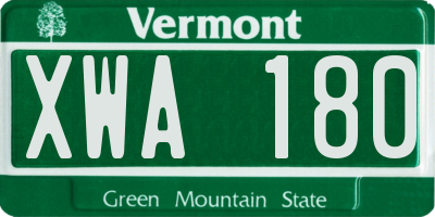 VT license plate XWA180