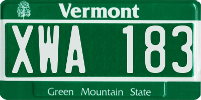 VT license plate XWA183
