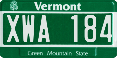 VT license plate XWA184