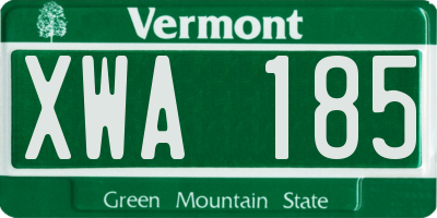 VT license plate XWA185