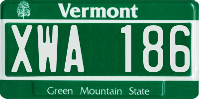 VT license plate XWA186