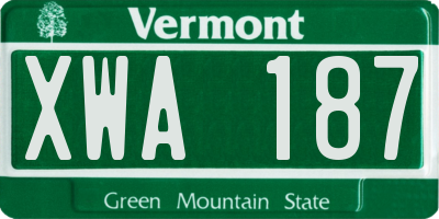 VT license plate XWA187