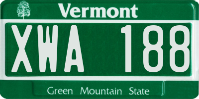 VT license plate XWA188