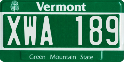 VT license plate XWA189