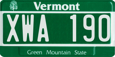 VT license plate XWA190
