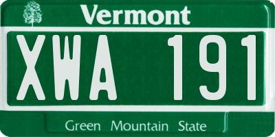 VT license plate XWA191