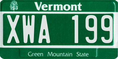 VT license plate XWA199
