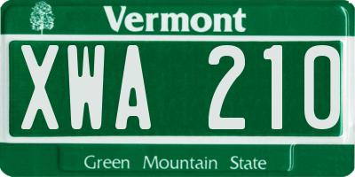 VT license plate XWA210