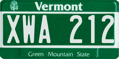VT license plate XWA212