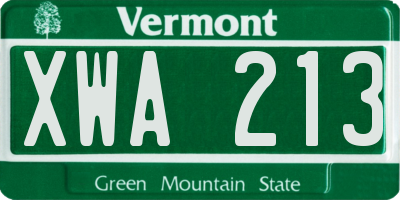 VT license plate XWA213