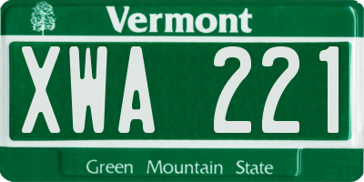 VT license plate XWA221