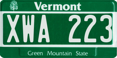 VT license plate XWA223
