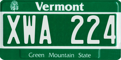 VT license plate XWA224