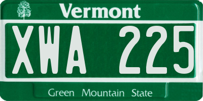 VT license plate XWA225