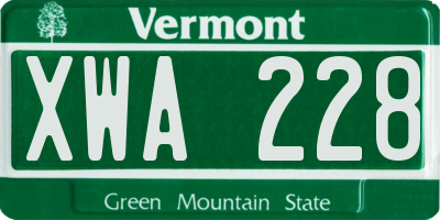 VT license plate XWA228
