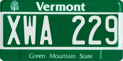 VT license plate XWA229