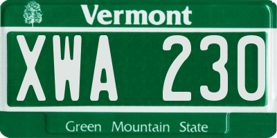 VT license plate XWA230