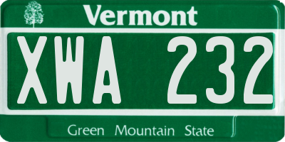 VT license plate XWA232