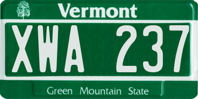 VT license plate XWA237