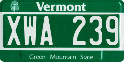VT license plate XWA239