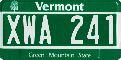 VT license plate XWA241