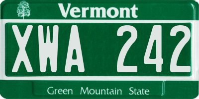 VT license plate XWA242