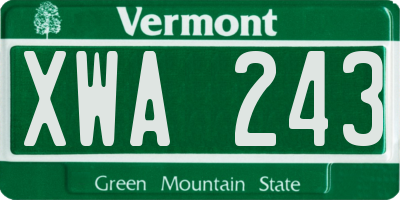 VT license plate XWA243