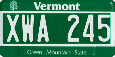 VT license plate XWA245