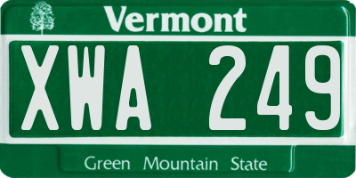 VT license plate XWA249