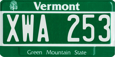 VT license plate XWA253